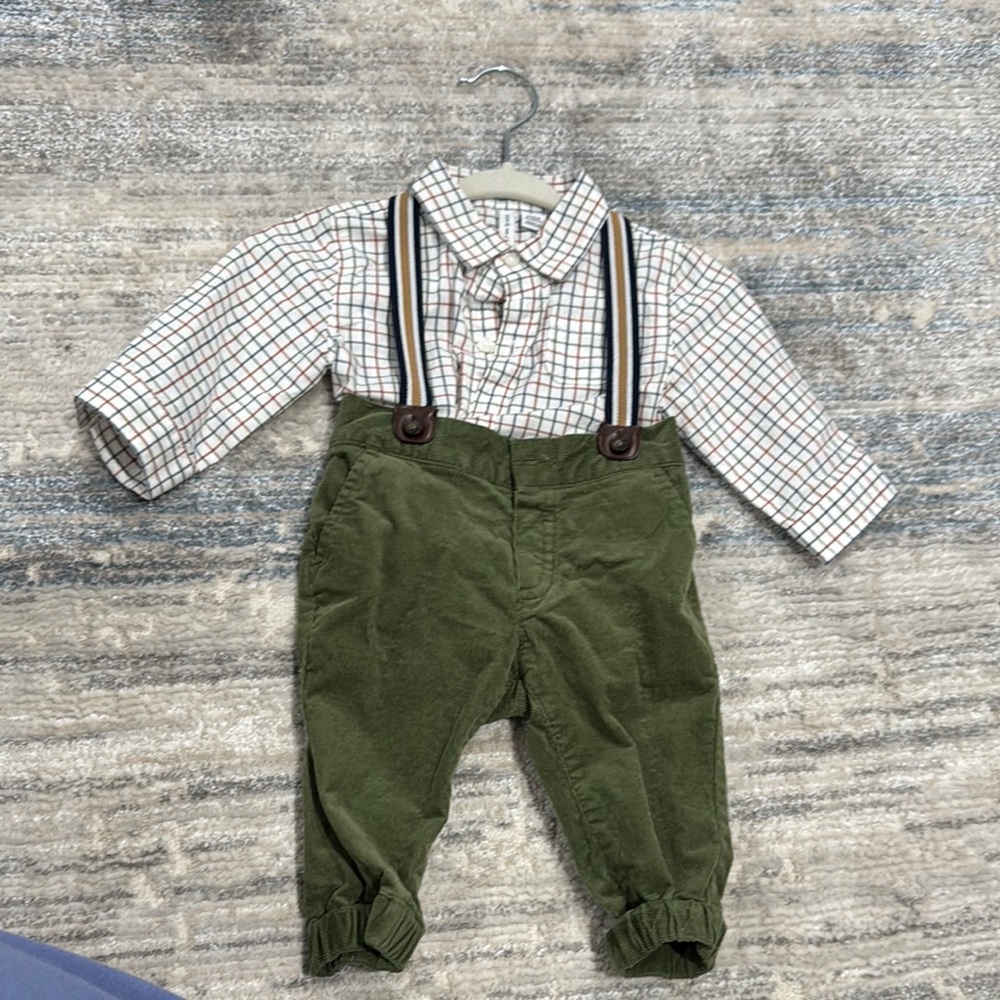 Janie and Jack Plaid Shirt with Green Pants